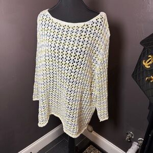 Norton McNaughton 3X Crochet Knit Sweater | Pastel Open Weave Pullover